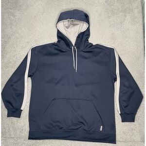 Vintage Y2K Anchor Blue Hoodie‎ Pullover Heavyweight Mens Blue Striped Arm Sz XL